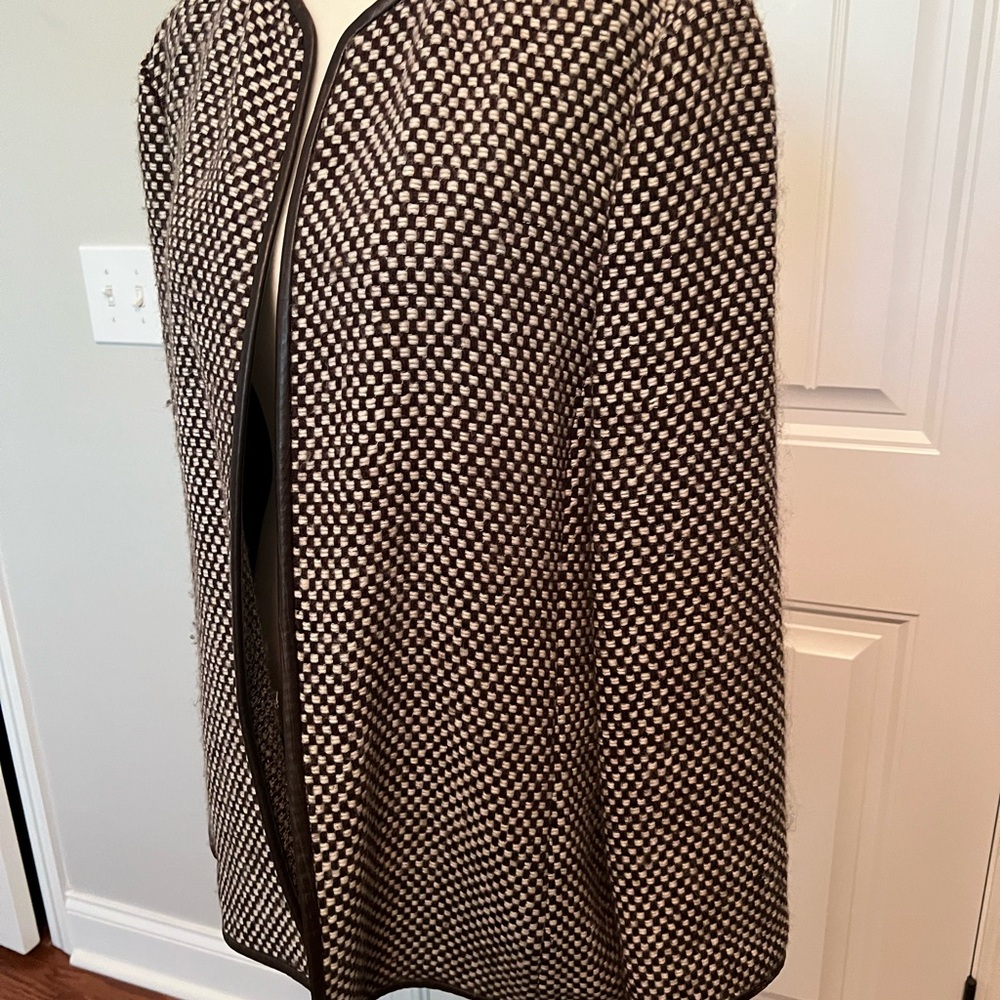 Ellen Tracy Chocolate Brown and Cream Checkered Jacket